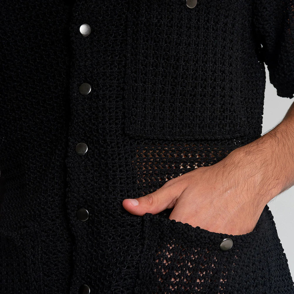 Camisa manga corta en crochet masculina